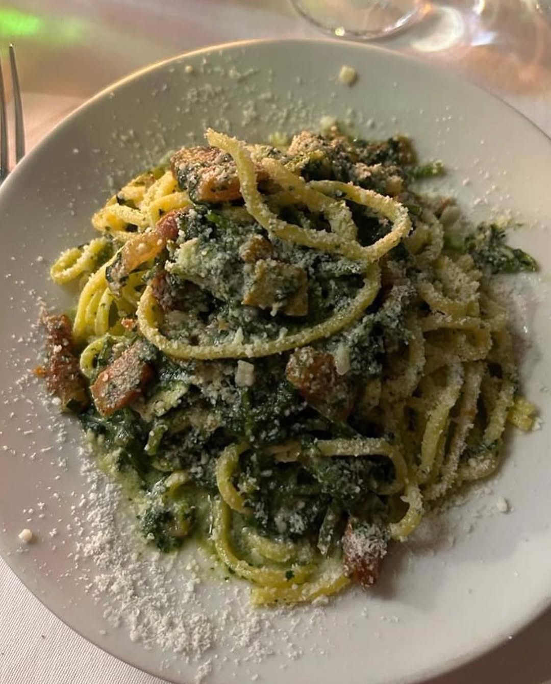 Spaghetti cicoria e guanciale